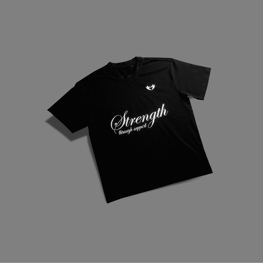 Strength Through Support” T-Shirt – We Hold A Hand Edition