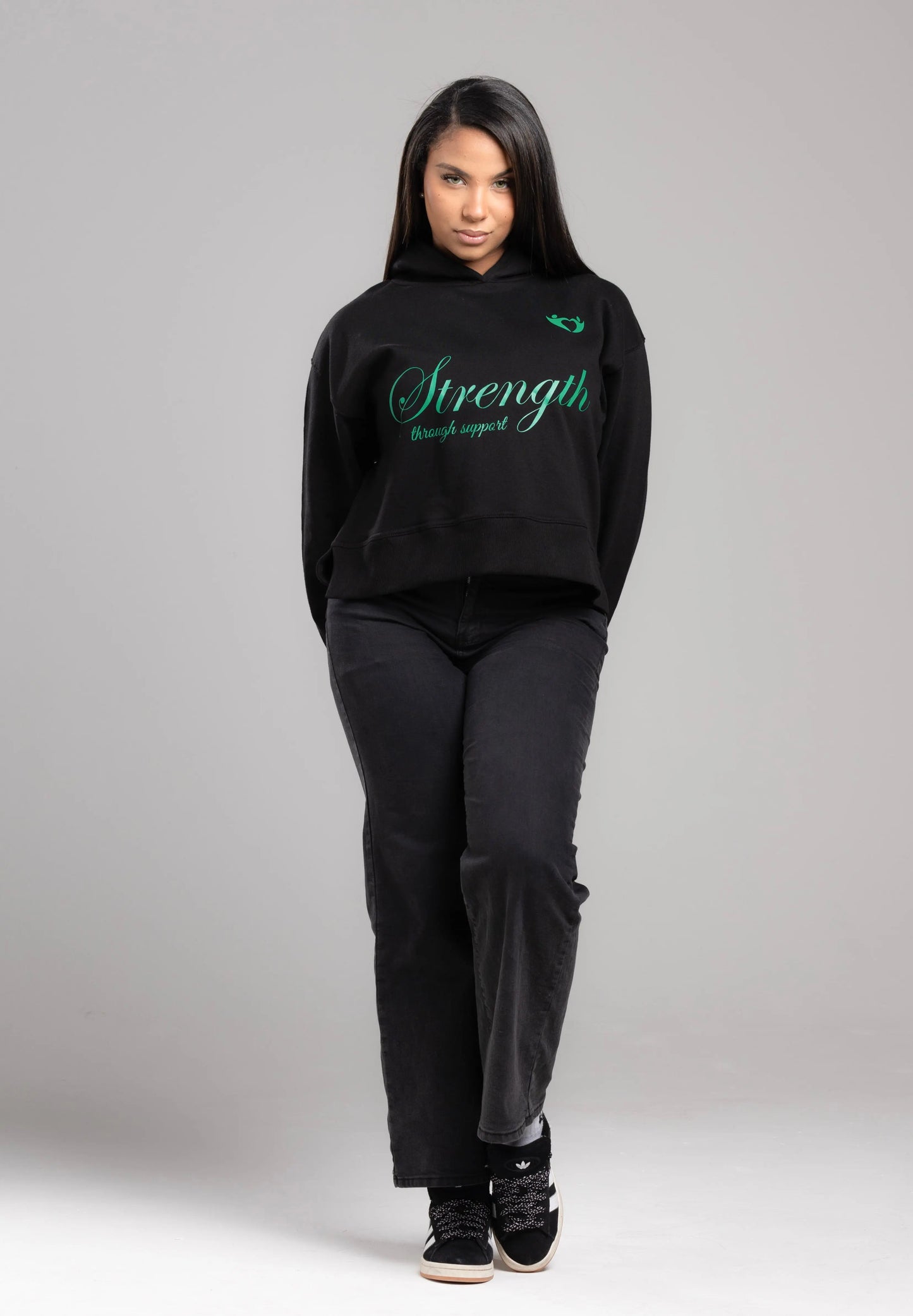 Strength Through Support” Hoodie – Teal Edition