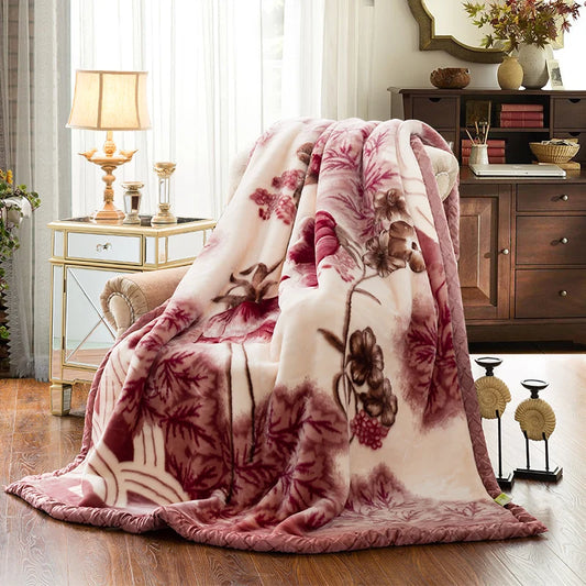 Double-Layer Raschel Faux Fur Mink Blanket