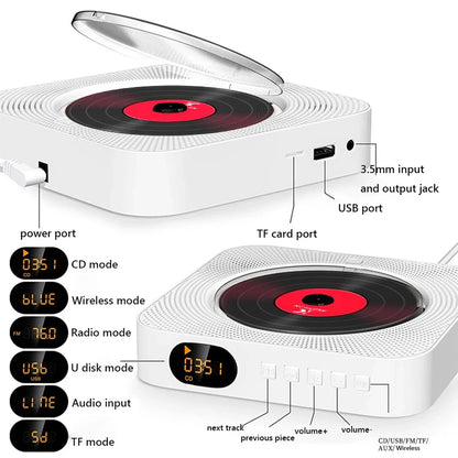 Wall-Mountable Bluetooth CD Player