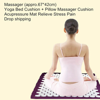 67×42cm Acupressure Yoga Mat &amp; Massage Cushion