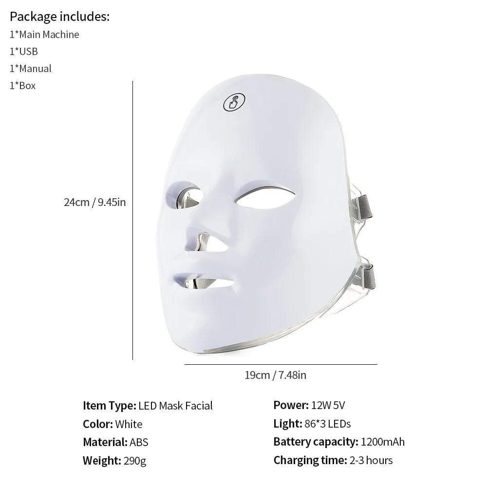 7-Color LED Facial Mask with Neck