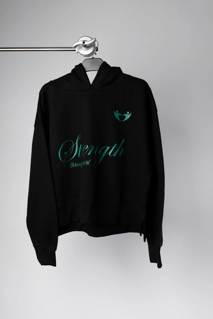 Strength Through Support” Hoodie – Teal Edition